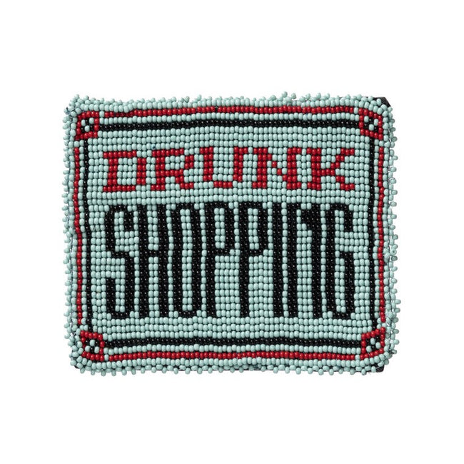 DRUNK SHOPPING BEADED CARD HOLDER - Royal Birkdale Boutique