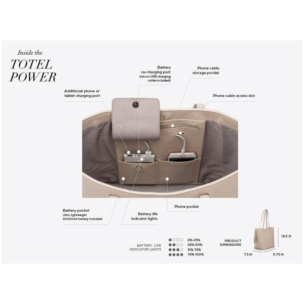 CHIC BUDS "TOTEL POWER" SMARTPHONE CHARGING TOTE - Royal Birkdale Boutique