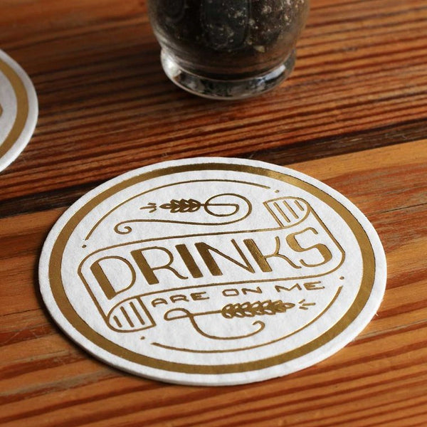 DRINKS ARE ON ME COASTERS - SET OF 8 - Royal Birkdale Boutique